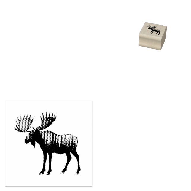 Sello De Caucho Winter Forest Woodland Moose  (Sellado)