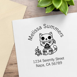 Sello De Caucho Witch Cat Voodoo Doll Arch Address