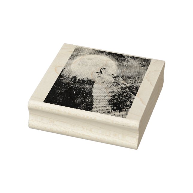 Sello De Caucho Wolf Howl y Moon Winter Rubber Stamp (Sello)