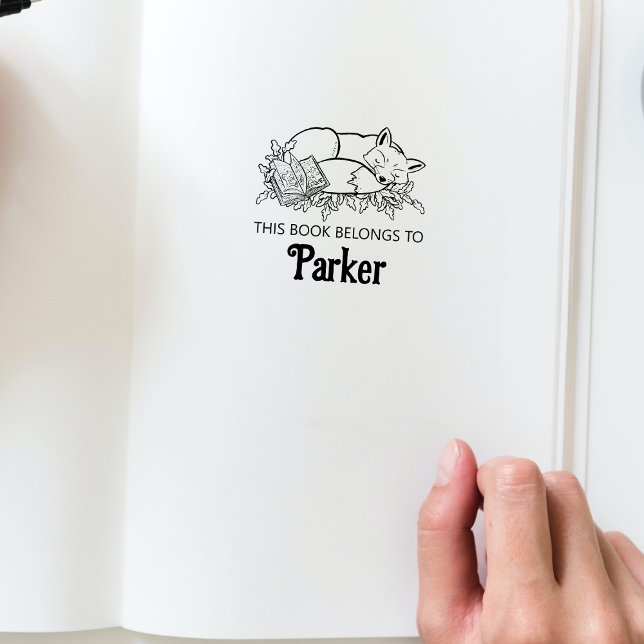 Sello De Caucho Woodland Storybook Fox Baby Book Stamp (This book belongs to personalized bookplate stamp in the Woodland Storybook Baby Shower Collection.)