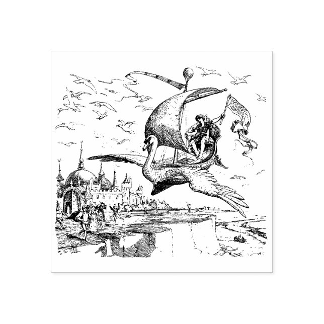 Sello De Caucho WQ RUBBER STAMP : Magnífico Cisne Volador (Impresión)