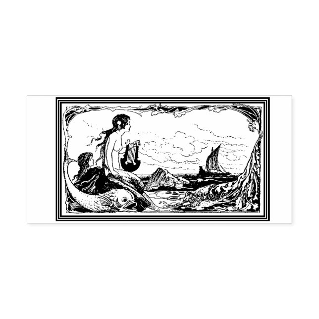 Sello De Caucho WQ RUBBER STAMP: Sirenas y barcos (Impresión)