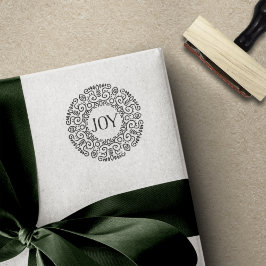 Sello De Caucho Wreath de arte popular | Alegría navideña