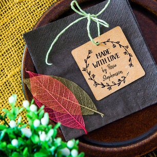 Sello De Caucho Wreath de flores dibujadas a mano hecha con amor