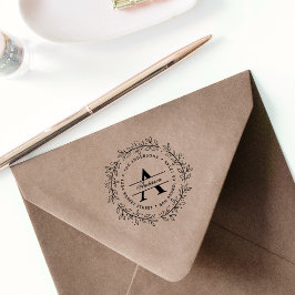 Sello De Caucho Wreath dibujada a mano | Dirección de devolución i