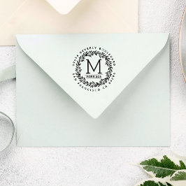 Sello De Caucho Wreath dibujada a mano | Dirección de devolución i