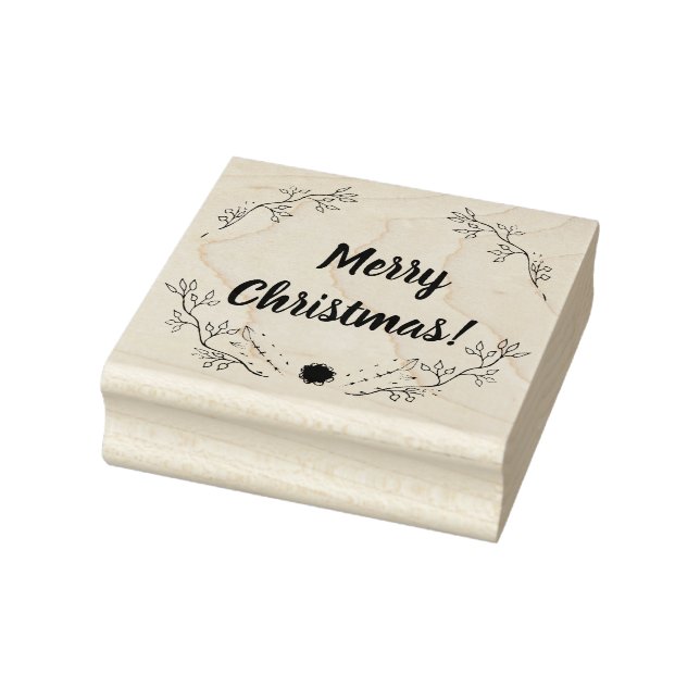 Sello De Caucho Wreath Floral Merry Christmas (Sello)