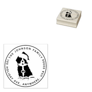 Sello De Caucho Xmas Bernese Mt Dog Personalizado Ronda Dirección 