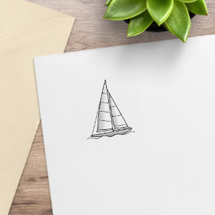 Sello De Caucho Yate de vela de barco náutico 1x1