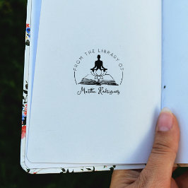 Sello De Caucho Yoga Namaste Lotus Book de la biblioteca de