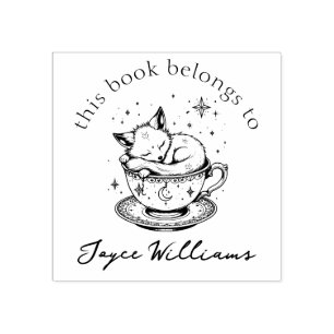 Sello De Caucho Zorra pequeña espera en mágico libro de té estelar