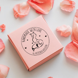 Sello De Caucho Zorro elegante, Personalizado hecho a mano con amo