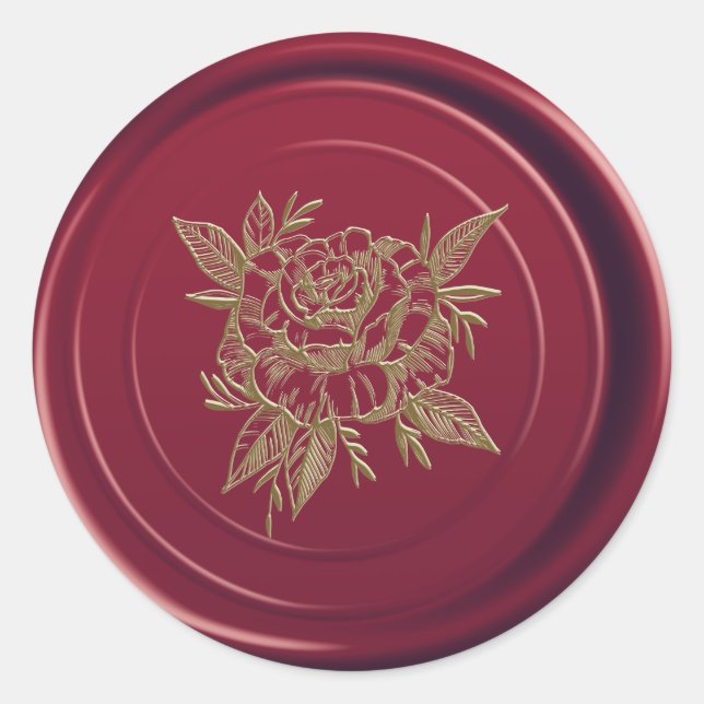 Sello de cera burgundy granate elegante rosa dorad (Anverso)