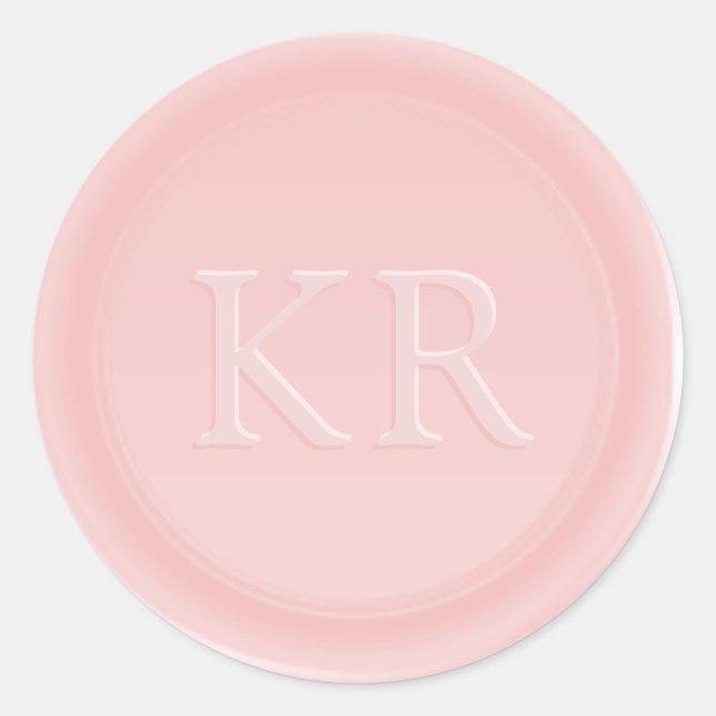 Sello de cera con monograma elegante rosa rubor (Anverso)