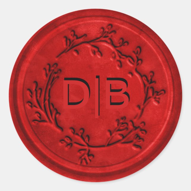 Sello de cera de Boda de guirnalda monogramo (Anverso)