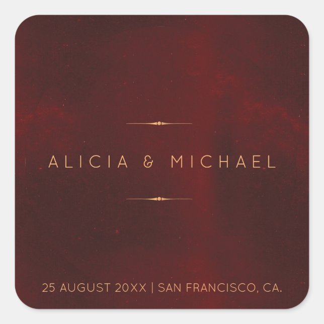 Sello de cera de boda de terciopelo burgundy de lu (Anverso)