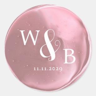 Sello de cera de boda elegante simple monogramado