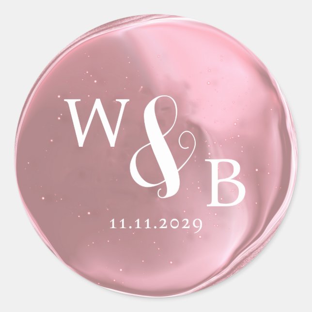 Sello de cera de boda elegante simple monogramado (Anverso)