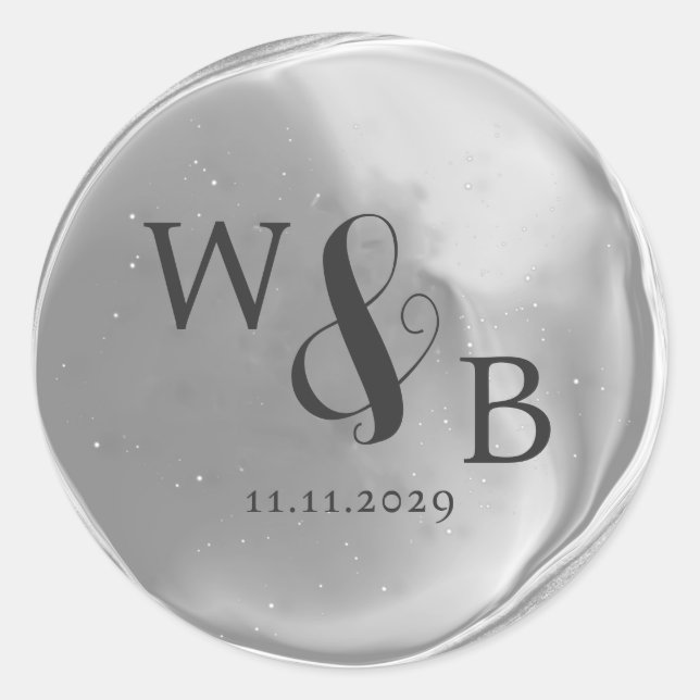 Sello de cera de boda elegante simple monogramado (Anverso)