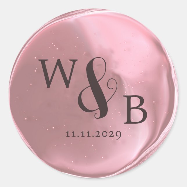 Sello de cera de boda elegante simple monogramado (Anverso)