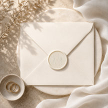 Sello de cera de boda minimalista moderno en marfi
