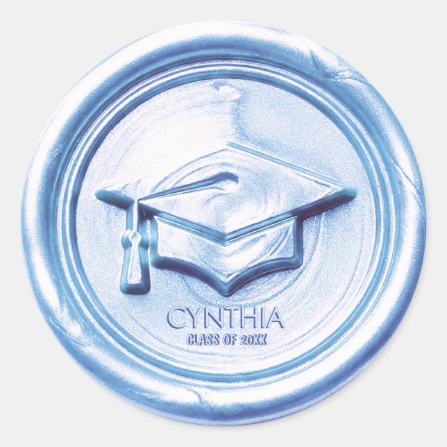 Sello de cera de gorra de graduación azul (Anverso)