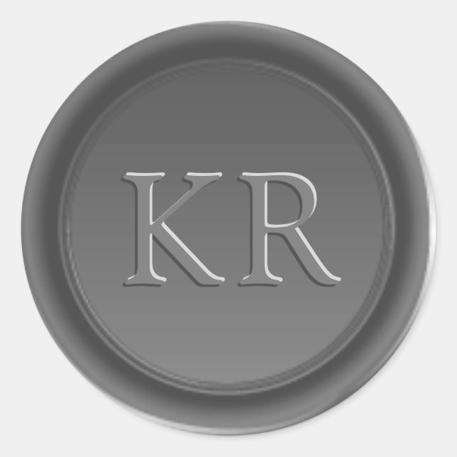 Sello de cera de monograma elegante gris plateado (Anverso)