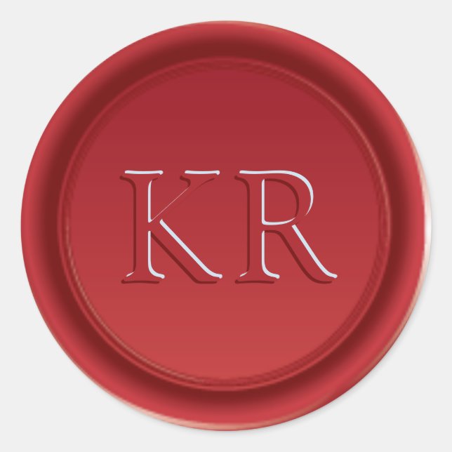 Sello de cera de monograma elegante rojo (Anverso)