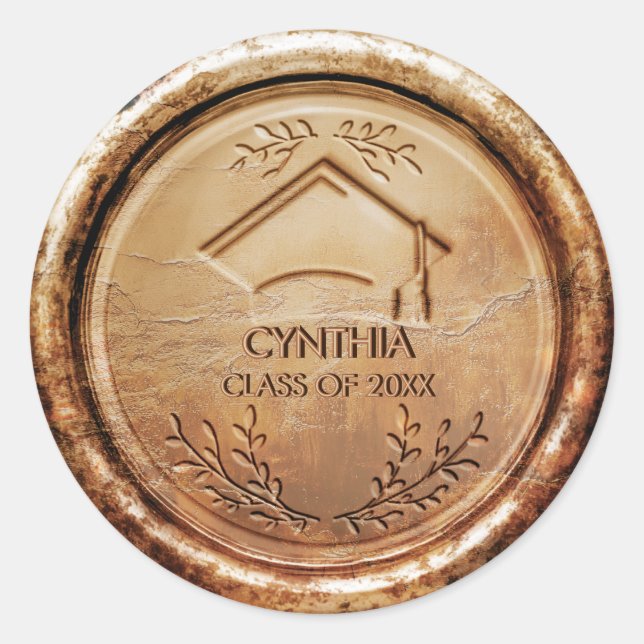 Sello de cera de oro de oro de la capa de graduaci (Anverso)