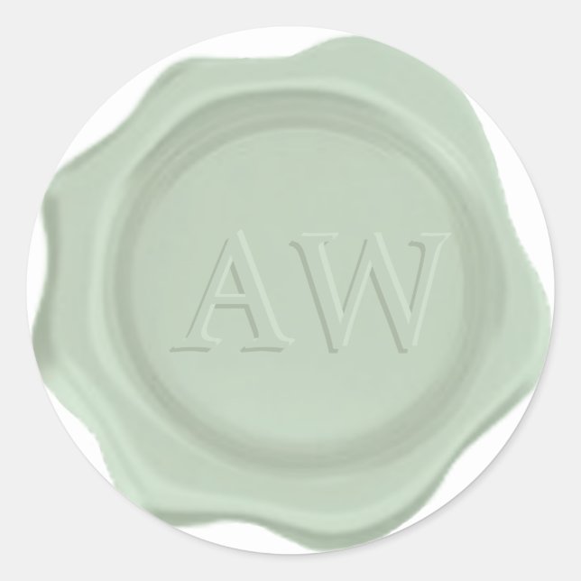 Sello de cera elegante de Boda de Monograma Verde  (Anverso)