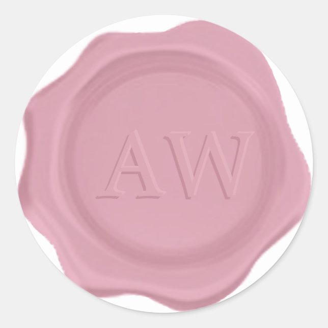 Sello de cera elegante de monograma rosado rosado  (Anverso)