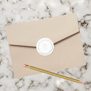 Sello de cera Monograma blanco S Inicial