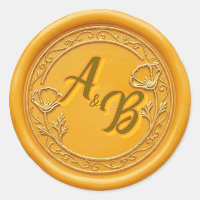 Sello de Cera para Boda de Amapola (Anverso)