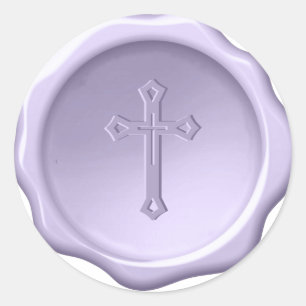 Sello de cera púrpura religioso cruz de lavanda co