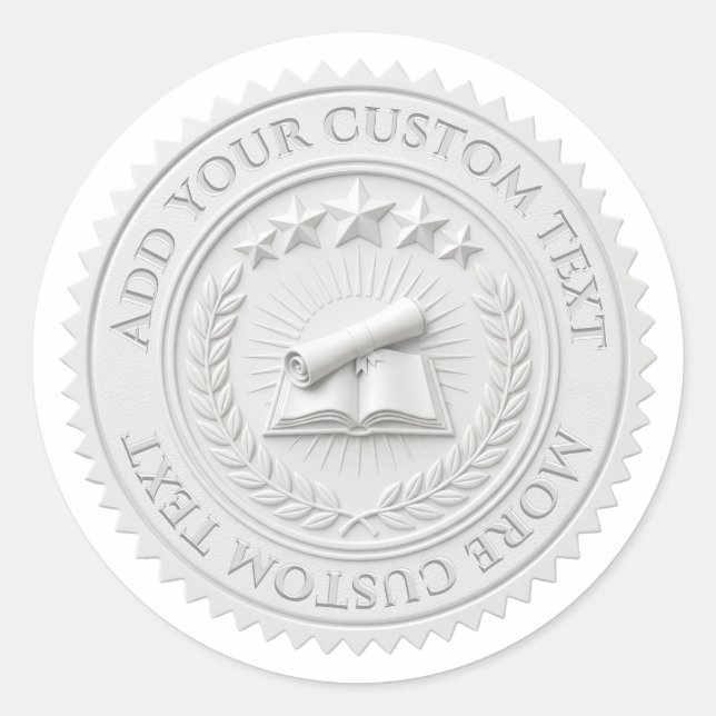 Sello de certificado de lámina de cera blanca edit (Anverso)
