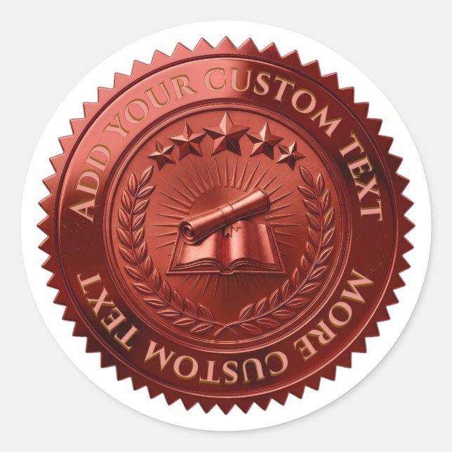 Sello de certificado de lámina roja 3D editable pe (Anverso)