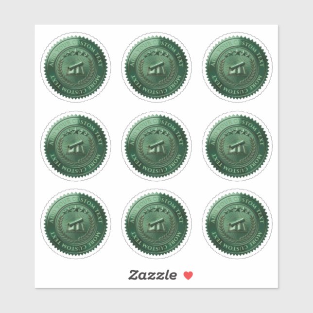 Sello de certificado de lámina verde editable en 3 (Hoja)