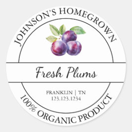 Sello de ciruela orgánica fresca de jardín interno