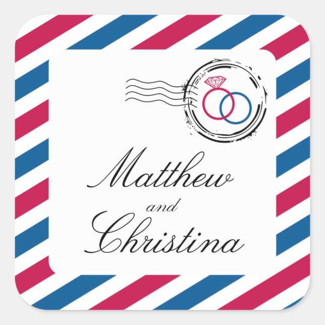 Sello de correo aéreo y anillos Bodas (Anverso)