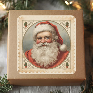 Sello de Correo de Navidad Clásico con Retrato de