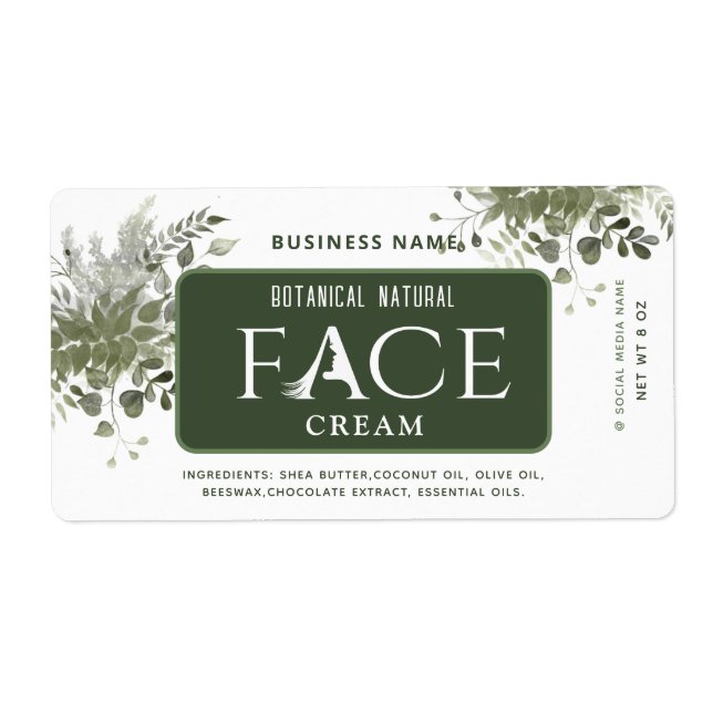 Sello de crema facial botánica elegante de vegetac (Frente)