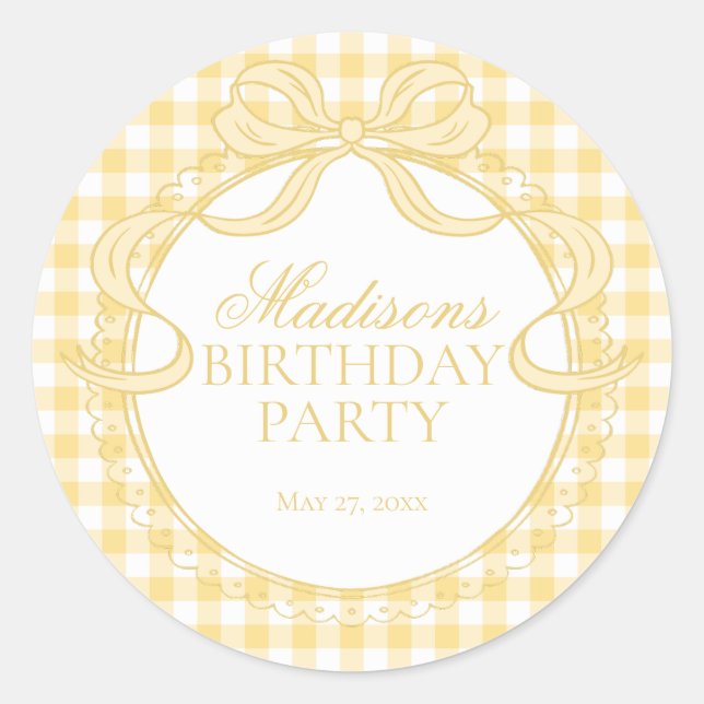 Sello de Cumpleaños de la Coqueta de Gingham Amari (Anverso)