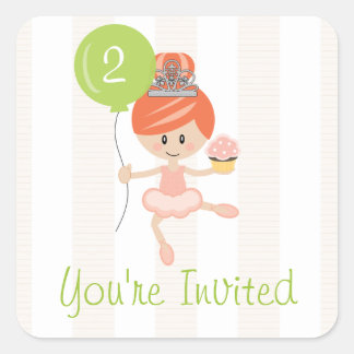 Sello de cumpleaños de Redhead Ballerina