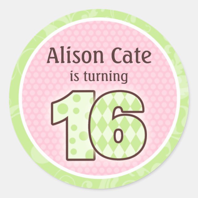Sello de cumpleaños número 16 personalizado (Anverso)