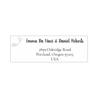 Sello de devolución de dirección de boda con letra