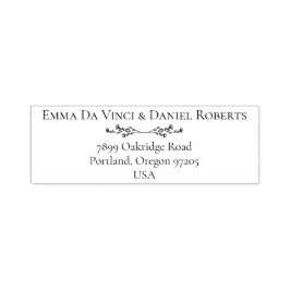 Sello de devolución de dirección de boda con letra