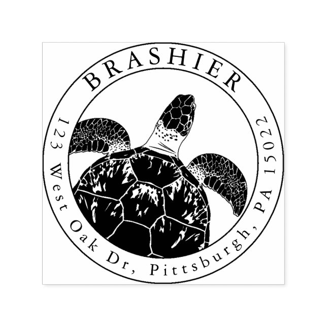 Sello de dirección de autoentrada de tortuga marin (Diseño)