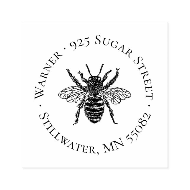 Sello de dirección de círculo de abejas vintage (Impresión)