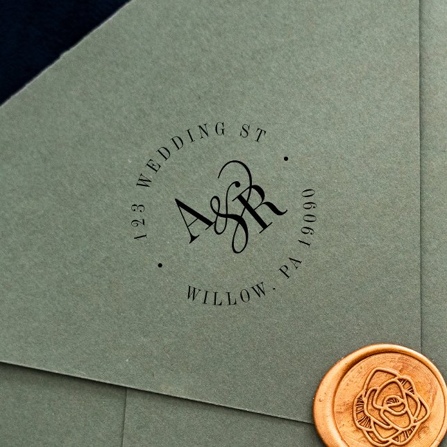 Sello de dirección de devolución de Boda de caucho (ANDREA Simple Rubber Wedding Return Address Stamp)