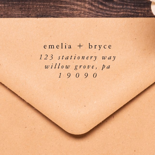 Sello de dirección de devolución de Boda de goma s (EMELIA Simple Rubber Wedding Return Address Stamp)